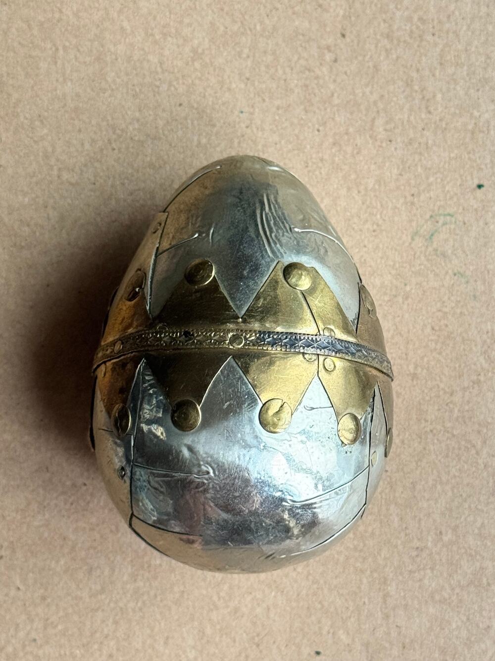 Vintage Decorative Sculptural Metal Egg Handcrafted